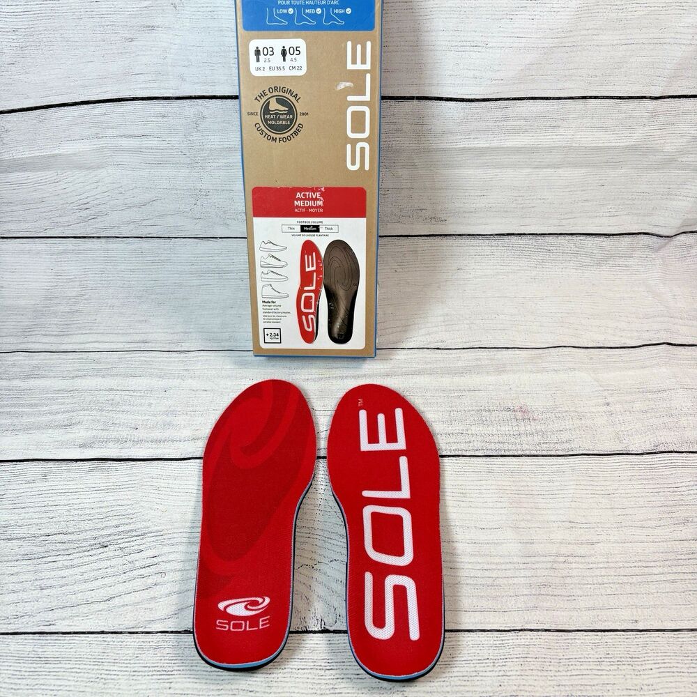 SOLE Active Medium Insoles  Arch Support  Mens 3 Womens 5 New in Box
